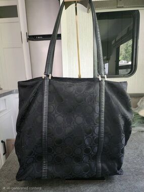 Salvatore Ferragamo Black Circle Jacquard Tote